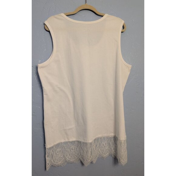 Soft Surroundings White Tank Top Lace Hem 2X Womens Plus Size long - Picture 7 of 11